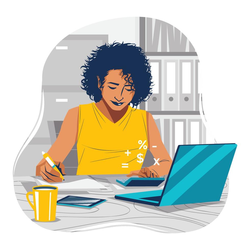 accountant-working-in-the-office-concept-free-vector